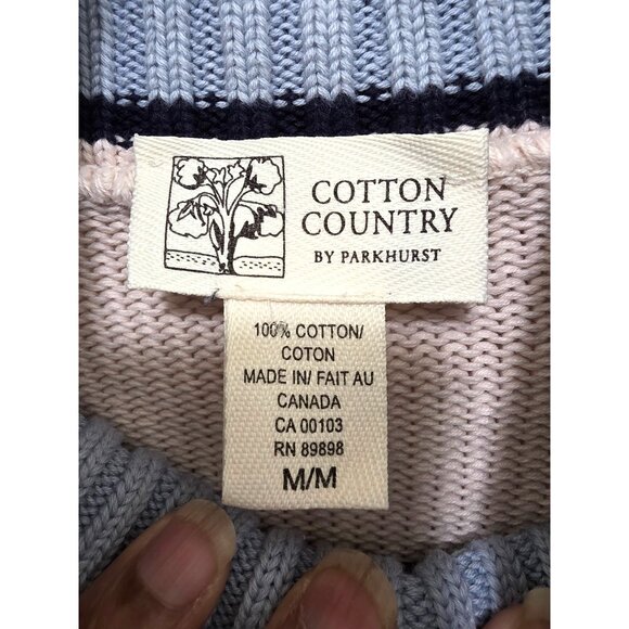 Vintage Cotton County Star Knit Sweater With Striped Pattern Turtleneck Design W - Picture 7 of 8